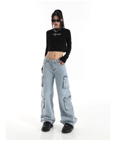 Vintage Cargo Pants Baggy Jeans Women Fashion 90s Streetwear Pockets Wide Leg High Waist Straight Y2k Denim Trousers Overalls...