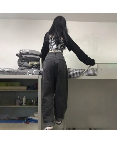 Women Vintage Streetwear Jeans High Waisted Black Ins Straight Loose Pants All-match Wide Leg Jeans Fashion Retro Korean Chic...