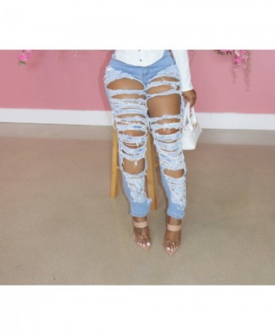 Women's Casual Ripped Wash Jeans 2023 Summer European & American Fashion Elegant Sexy Babes Pencil Pants $43.56 - Jeans