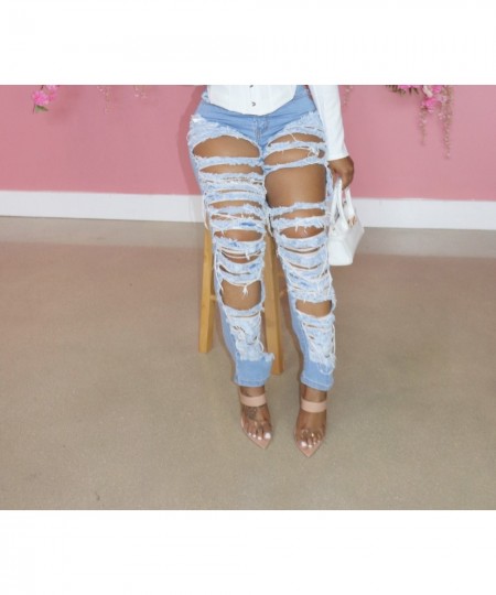 Women's Casual Ripped Wash Jeans 2023 Summer European & American Fashion Elegant Sexy Babes Pencil Pants $43.56 - Jeans