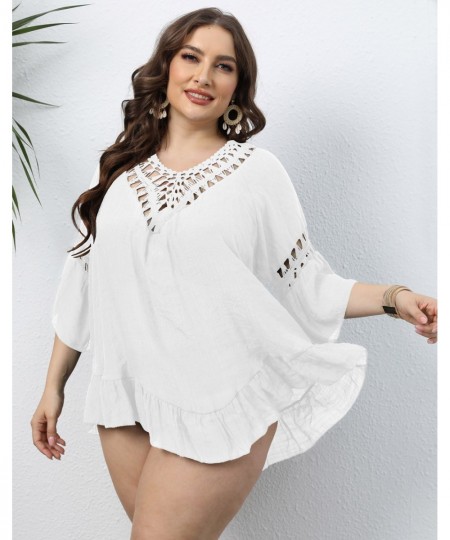 2022 New Women Plus size Beach Dress Cover Up Large big Black White Swimsuit Bikini Beachwear Bathing Cover Ups For Female $3...