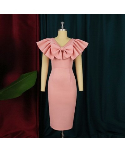 Plus Size New Fashion Women's V-neck Flabby Short Sleeve Bow High Waist Slim Dress Wholesaleing Customize $68.52 - Plus Size ...