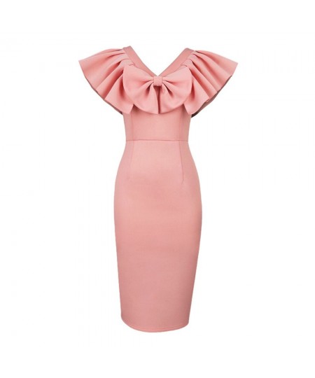 Plus Size New Fashion Women's V-neck Flabby Short Sleeve Bow High Waist Slim Dress Wholesaleing Customize $68.52 - Plus Size ...