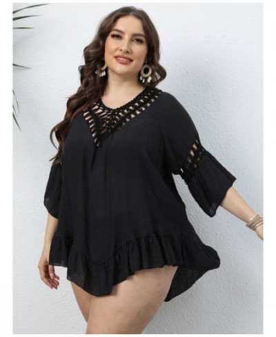 2022 New Women Plus size Beach Dress Cover Up Large big Black White Swimsuit Bikini Beachwear Bathing Cover Ups For Female $3...