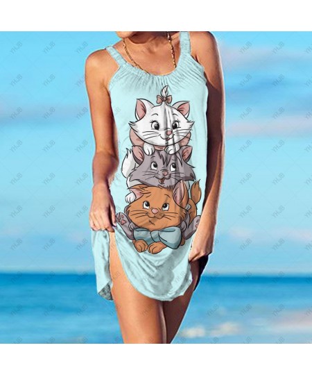 Mini Dress Summer Mary Cat Nightclub Sexy Loose Dress Women Y2K Sleeveless Summer Beach Vacation Cute Sun Dress $26.68 - Dresses