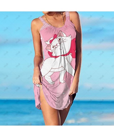 Mini Dress Summer Mary Cat Nightclub Sexy Loose Dress Women Y2K Sleeveless Summer Beach Vacation Cute Sun Dress $26.68 - Dresses