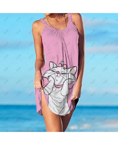 Mini Dress Summer Mary Cat Nightclub Sexy Loose Dress Women Y2K Sleeveless Summer Beach Vacation Cute Sun Dress $26.68 - Dresses