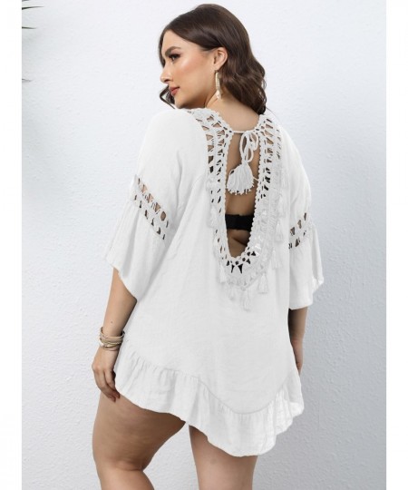 2022 New Women Plus size Beach Dress Cover Up Large big Black White Swimsuit Bikini Beachwear Bathing Cover Ups For Female $3...