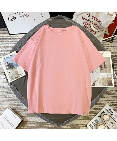 Summer Short Sleeve T-shirts Women Cotton Plus Size Solid Basic T Shirt Female Casual O-neck Hipster Tee Shirts Tops $31.67 -...