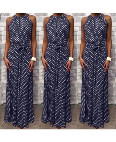 2023 The New Dot Printing Long Dress Women Sleeveless Halter Neck Coffee Casual Dresses Lady Summer Beach Party Dress Sundres...