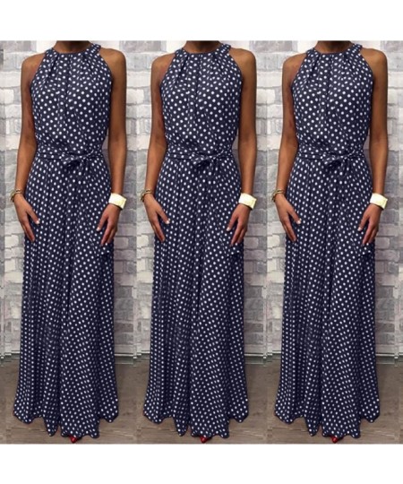 2023 The New Dot Printing Long Dress Women Sleeveless Halter Neck Coffee Casual Dresses Lady Summer Beach Party Dress Sundres...