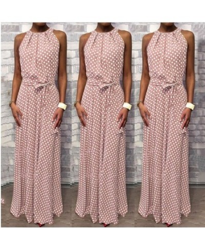 2023 The New Dot Printing Long Dress Women Sleeveless Halter Neck Coffee Casual Dresses Lady Summer Beach Party Dress Sundres...