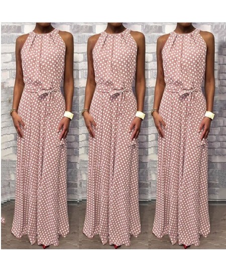 2023 The New Dot Printing Long Dress Women Sleeveless Halter Neck Coffee Casual Dresses Lady Summer Beach Party Dress Sundres...