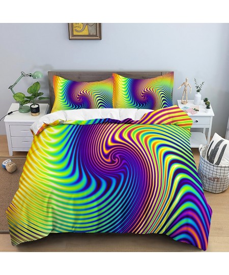 3D Duvet Cover Psychedelic Abstract Double Queen Bedding Set 2/3pcs Quilt Cover King Full Size Blue Polyester Comforter Cover...