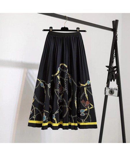 Women Midi Print Floral Pleated Skirt Vintage High Waist A-line Skirt for Summer Spring QT2086 $27.90 - Skirts