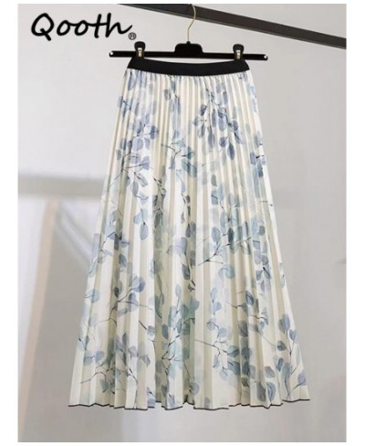 Women Midi Print Floral Pleated Skirt Vintage High Waist A-line Skirt for Summer Spring QT2086 $27.90 - Skirts