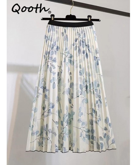 Women Midi Print Floral Pleated Skirt Vintage High Waist A-line Skirt for Summer Spring QT2086 $27.90 - Skirts