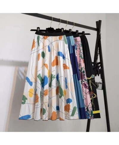 Women Midi Print Floral Pleated Skirt Vintage High Waist A-line Skirt for Summer Spring QT2086 $27.90 - Skirts