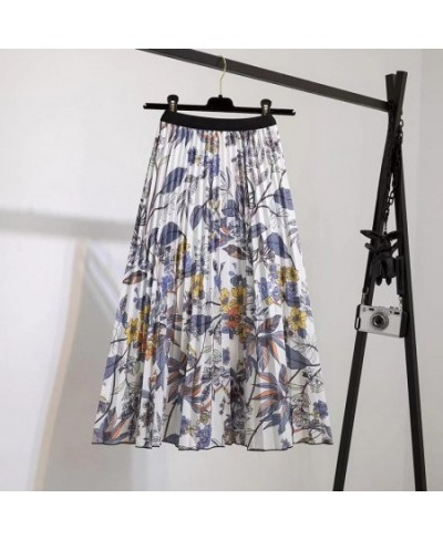 Women Midi Print Floral Pleated Skirt Vintage High Waist A-line Skirt for Summer Spring QT2086 $27.90 - Skirts