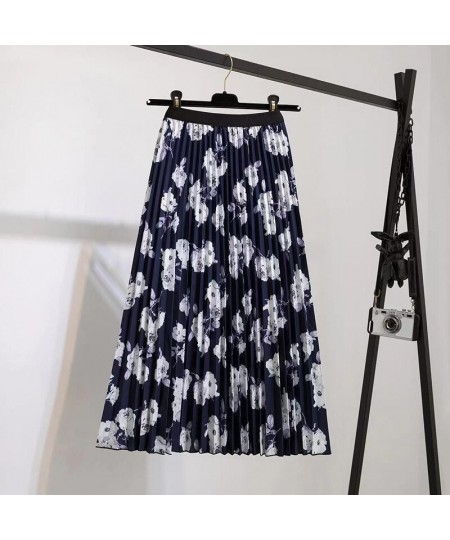 Women Midi Print Floral Pleated Skirt Vintage High Waist A-line Skirt for Summer Spring QT2086 $27.90 - Skirts