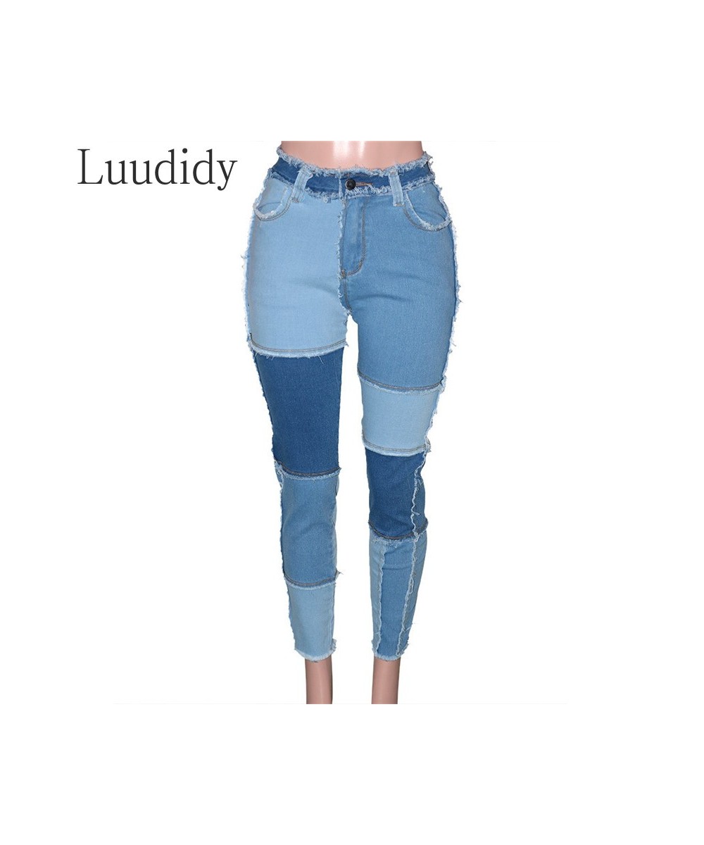 Women Colorblock Tassel Hem Pocket Design Jeans High Waist Skinny Denim Pants $51.29 - Jeans