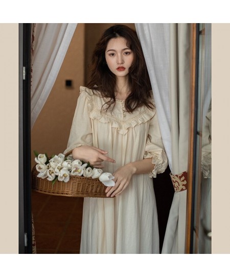 Vintage Women's Sleepwear Princess Dress Ruffle Embroidered Pajamas Ladies French Style Sleepshirts Antique Nightgown $52.56 ...