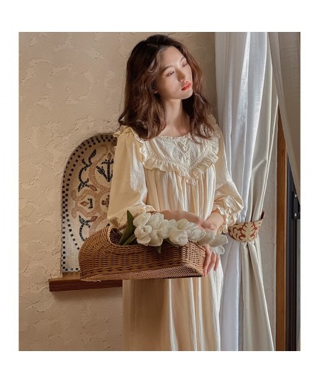 Vintage Women's Sleepwear Princess Dress Ruffle Embroidered Pajamas Ladies French Style Sleepshirts Antique Nightgown $52.56 ...