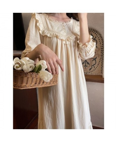 Vintage Women's Sleepwear Princess Dress Ruffle Embroidered Pajamas Ladies French Style Sleepshirts Antique Nightgown $52.56 ...