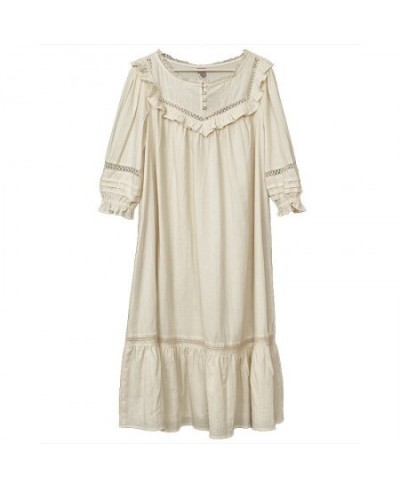 Vintage Women's Sleepwear Princess Dress Ruffle Embroidered Pajamas Ladies French Style Sleepshirts Antique Nightgown $52.56 ...