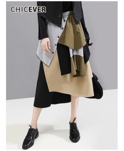 Streetwear Midi Skirt For Women Loose Waist Irregular Hem Colorblock A Line Skirts Female Fashion Vintage Clothing 2022 $47.2...