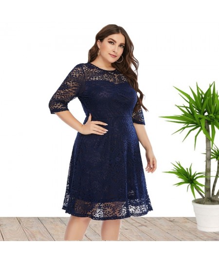 2022 Spring New European And American Style Plus Size Lace Dress For Women $47.61 - Plus Size Clothes