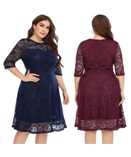 2022 Spring New European And American Style Plus Size Lace Dress For Women $47.61 - Plus Size Clothes