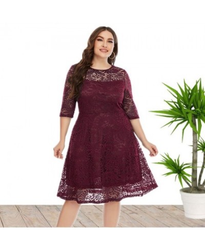 2022 Spring New European And American Style Plus Size Lace Dress For Women $47.61 - Plus Size Clothes