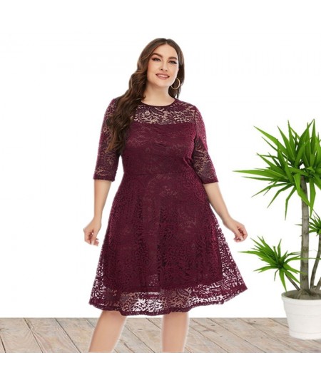 2022 Spring New European And American Style Plus Size Lace Dress For Women $47.61 - Plus Size Clothes