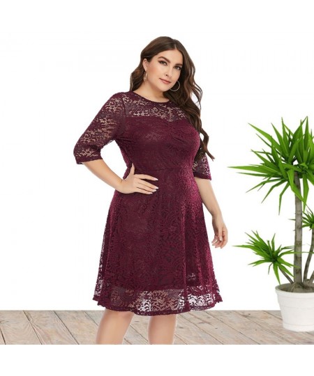 2022 Spring New European And American Style Plus Size Lace Dress For Women $47.61 - Plus Size Clothes