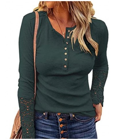 Women Long Sleeve Round Neck Solid Stitching Lace Loose T-shirt for Spring $33.32 - Tops & Tees