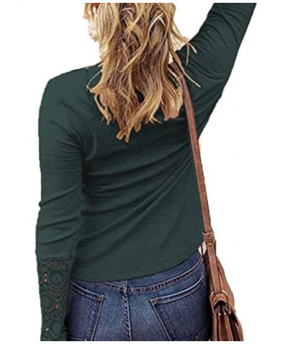 Women Long Sleeve Round Neck Solid Stitching Lace Loose T-shirt for Spring $33.32 - Tops & Tees