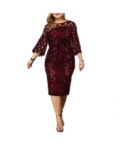 Women's Dresses Sequin Plus Size Summer Dress 2023 Elegant Mesh Petal Sleeve Party Dress Wedding Evening Night Club Bodycon $...