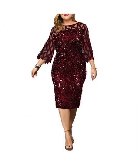 Women's Dresses Sequin Plus Size Summer Dress 2023 Elegant Mesh Petal Sleeve Party Dress Wedding Evening Night Club Bodycon $...