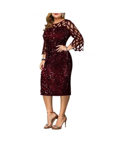 Women's Dresses Sequin Plus Size Summer Dress 2023 Elegant Mesh Petal Sleeve Party Dress Wedding Evening Night Club Bodycon $...