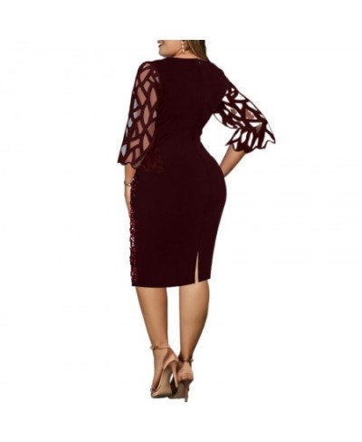 Women's Dresses Sequin Plus Size Summer Dress 2023 Elegant Mesh Petal Sleeve Party Dress Wedding Evening Night Club Bodycon $...