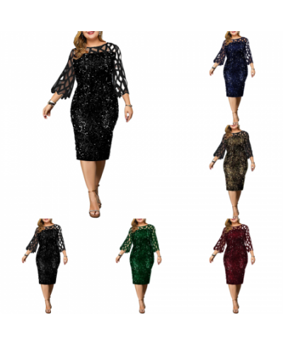 Women's Dresses Sequin Plus Size Summer Dress 2023 Elegant Mesh Petal Sleeve Party Dress Wedding Evening Night Club Bodycon $...