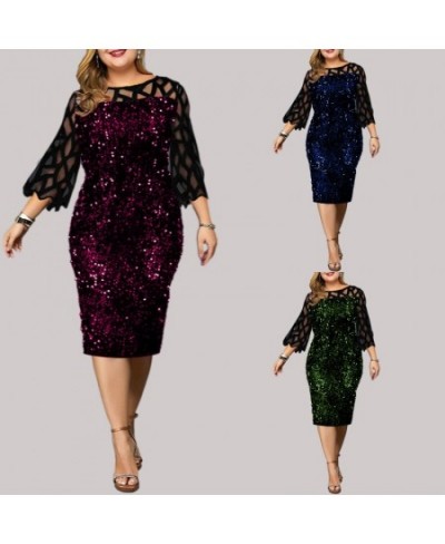 Women's Dresses Sequin Plus Size Summer Dress 2023 Elegant Mesh Petal Sleeve Party Dress Wedding Evening Night Club Bodycon $...