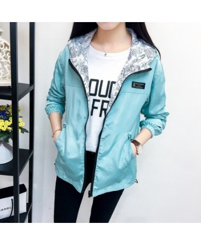 Women's Jacket Spring Autumn Pocket Zipper Hooded Two Side Wear Outwear Coat Loose Plus Size Sport Windbreaker Jackets Famale...