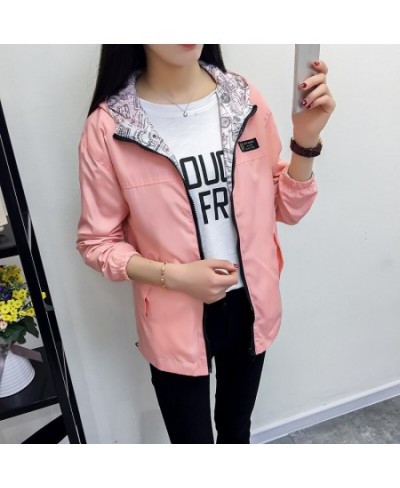 Women's Jacket Spring Autumn Pocket Zipper Hooded Two Side Wear Outwear Coat Loose Plus Size Sport Windbreaker Jackets Famale...