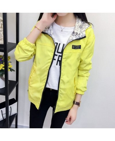 Women's Jacket Spring Autumn Pocket Zipper Hooded Two Side Wear Outwear Coat Loose Plus Size Sport Windbreaker Jackets Famale...