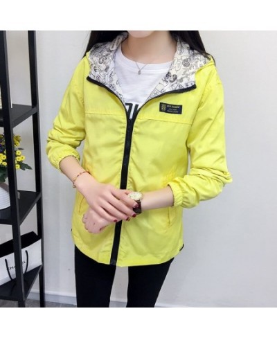 Women's Jacket Spring Autumn Pocket Zipper Hooded Two Side Wear Outwear Coat Loose Plus Size Sport Windbreaker Jackets Famale...