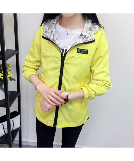 Women's Jacket Spring Autumn Pocket Zipper Hooded Two Side Wear Outwear Coat Loose Plus Size Sport Windbreaker Jackets Famale...