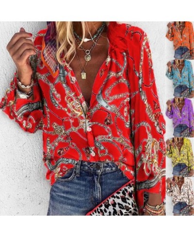 Fashion Long Sleeve Print Buttons Casual Womens Tops And Blouses 2023 Spring Autumn Office Women Shirts Plus Size 5xl Blusas ...