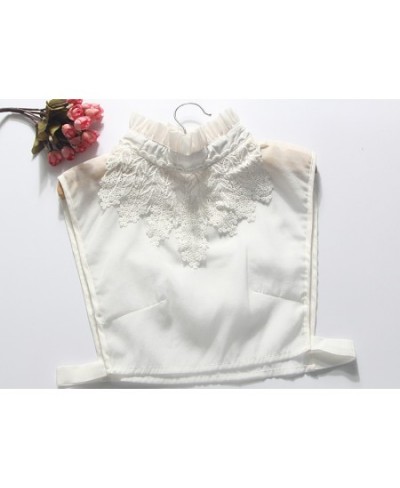 Original beautiful white flower autumn winter shirt detachable Embroidered Crystal Necklace Vest Blouse False Stand Collar $1...